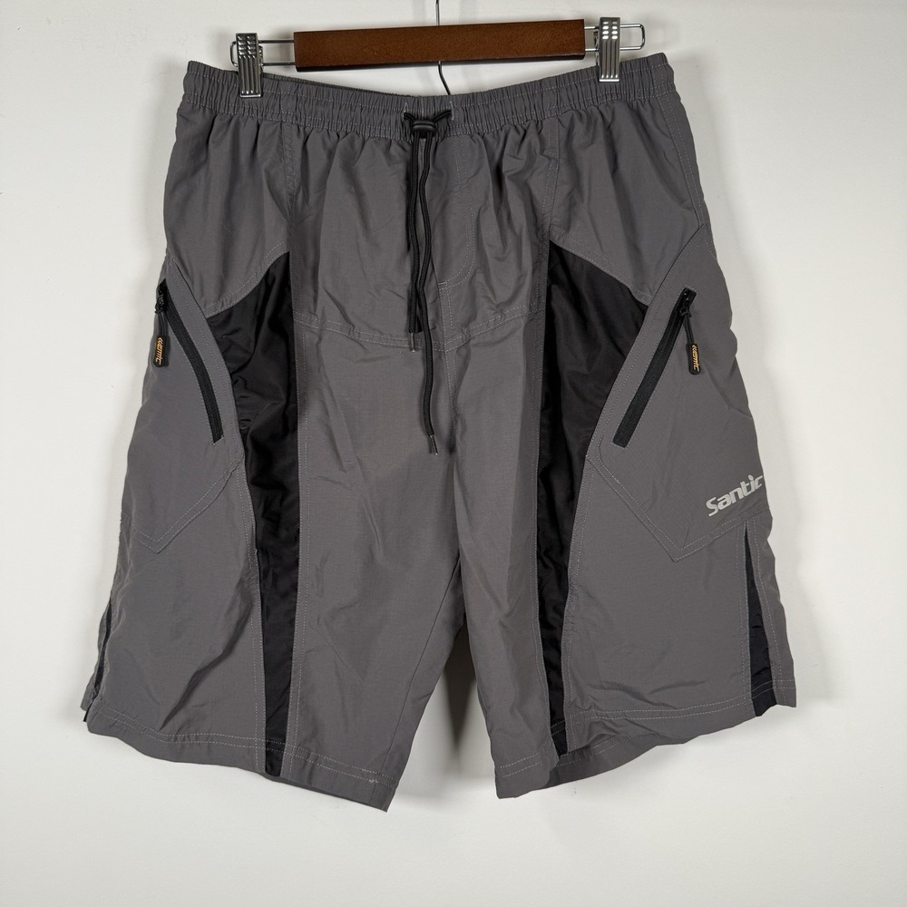 Santic Padded Mountain Bike Cycling Shorts Mens Size 2XL  Pockets‎ Ripstop Gray